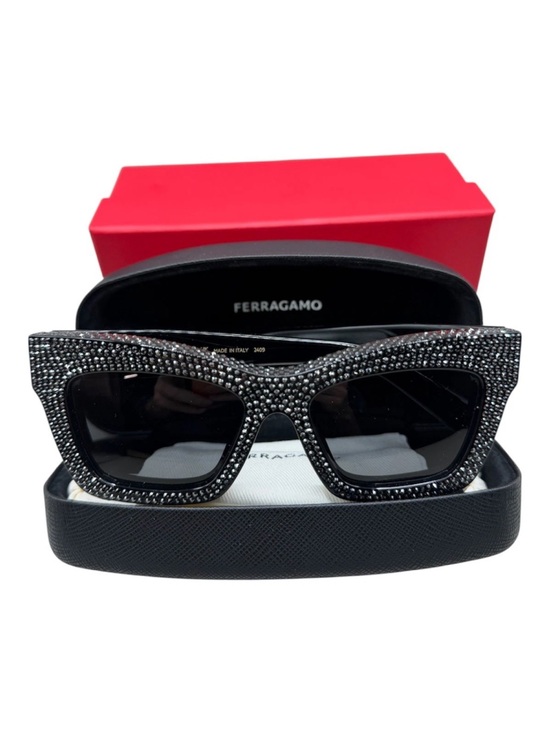 Salvatore Ferragamo Accessories - Salvatore Ferragamo Black Swarovski Crystal-Studded Sunglasses (NEW IN BOX)